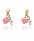 Enamel Heart & Fresh Water Pearl Earring
