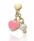 Enamel Heart & Fresh Water Pearl Earring