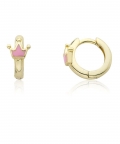 Pink Crown Huggy Earring