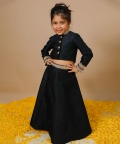 Pearl And Antique Lappa Detailed Lehenga And Crop Top Set
