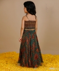 Handblock Printed Doria Lehenga Set With Smocked Crop Top