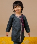 Charcoal Black Handquilted Angrakha Set