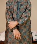 Chanderi Hand Block Printed Kurta Set In Olive Green