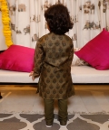 Hand Embroidered Block Printed Chanderi Kurta Set