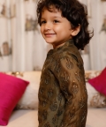 Hand Embroidered Block Printed Chanderi Kurta Set