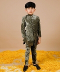 Green Silk Vevlet Quilted Jodhpuri