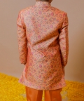 Yellow Printed Silk Chanderi Quilted Jodhpuri Set