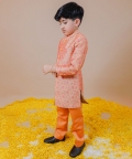 Yellow Printed Silk Chanderi Quilted Jodhpuri Set