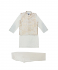 Cream Brocade Waist Coat Kurta Set