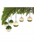 Handcrafted Wooden Christmas Dcor Baubles Set Of 6 - Green