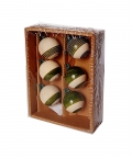 Handcrafted Wooden Christmas Dcor Baubles Set Of 6 - Green