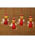 Handcrafted Wooden Christmas Decor Fairy - Set Of 4