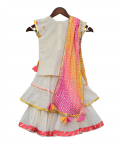White Multi Colour Bootie Kurti with Sharara 
