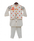Multi Colour Bootie Nehru Jacket with Kurta & Pant