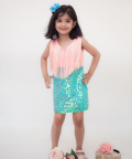 Peach & Green Dress