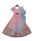 Pink Sequence Top with Lehenga