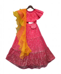 Hot Pink Sequins Top with Lehenga