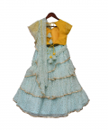 Light Blue Chiffon Saree With Yellow Top