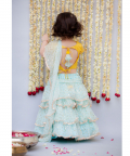 Light Blue Chiffon Saree With Yellow Top
