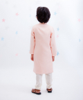 Peach Linen Ajkan With Pant