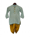 Blue Zig Zag Gota Kurta & Yellow Dhoti