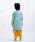 Blue Zig Zag Gota Kurta & Yellow Dhoti