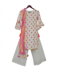 White Multi Colour Bootie Kurti With Palazzo 