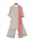 White Multi Colour Bootie Kurti With Palazzo 