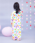 Unisex White Printed Night Suit With Pink Piping