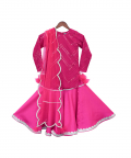 Pink Mirror Work Kurti With Sharara