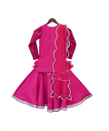 Pink Mirror Work Kurti With Sharara