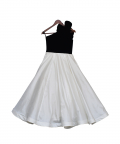 Black Velvet Top With Off White Embroidered One Piece Gown