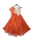 Sequence 3D Flower Choli With Orange Organza Lehenga
