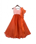 Sequence 3D Flower Choli With Orange Organza Lehenga