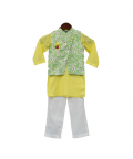 Green Printed Nehru Jacket Set