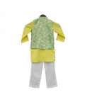 Green Printed Nehru Jacket Set
