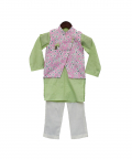 Pink Printed Nehru Jacket Set