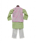 Pink Printed Nehru Jacket Set