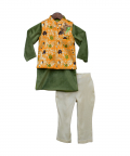 Yellow Brocade Jacket With Kurta Pant