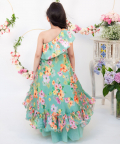 Green Floral Print Gown