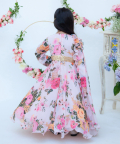 Pastel Peach Floral Print Anarkali