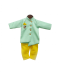 Aqua Green Ajkan With Yellow Chudidar
