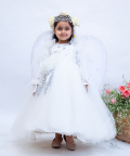 White Sequence Flowers And Net Gown