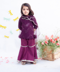 Wine Mirror And Thread Work Kurti And Sharara