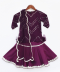 Wine Mirror And Thread Work Kurti And Sharara