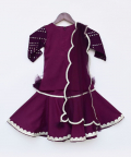Wine Mirror And Thread Work Kurti And Sharara