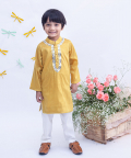 Mustard Yellow Silk Kurta With Chudidar