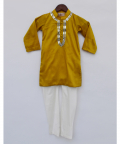 Mustard Yellow Silk Kurta With Chudidar