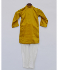 Mustard Yellow Silk Kurta With Chudidar