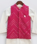 Pink Mirror Jacket With Kurta And Pant